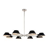 Bruno Eight Light Chandelier in Matte Black Polished Nickel by Kalco