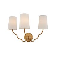 Sophia Three Light Wall Sconce in New Brass by Kalco