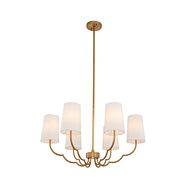 Sophia Six Light Chandelier in New Brass by Kalco