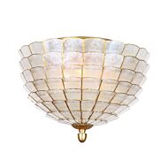 Samal Three Light Flush Mount in Oxidized Gold Leaf by Kalco