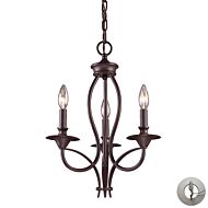 Medford 3-Light Chandelier in Oiled Bronze