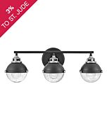 Hinkley Fletcher 3-Light Bathroom Vanity Light In Black With Chrome Accents