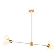 Tres LED Island Pendant in White and New Brass by Kalco