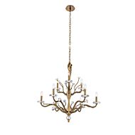 Venus Nine Light Chandelier in Historic Brass by Kalco