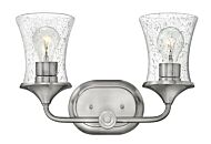 Hinkley Thistledown 2-Light Bathroom Vanity Light In Brushed Nickel With Clear Glass