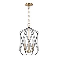 Zarra Three Light Lantern in Satin Brass by Visual Comfort Studio