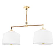 White Plains 2-Light Island Pendant in Aged Brass