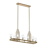 Kimrose 10-Light Linear Chandelier in Brushed Natural Brass