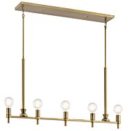 Torvee 5-Light Linear Chandelier in Brushed Natural Brass