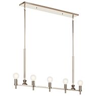 Torvee 5-Light Linear Chandelier in Nickel Textured