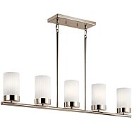 Ciona 5-Light Linear Chandelier in Polished Nickel