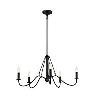 Freesia 5-Light Chandelier in Textured Black