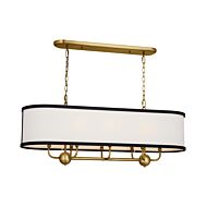 Heddle Eight Light Linear Chandelier in Natural Brass by Kichler