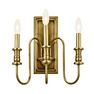 Karthe Three Light Wall Sconce in Natural Brass by Kichler