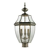 Ashford 3-Light Outdoor Post Mount in Antique Nickel