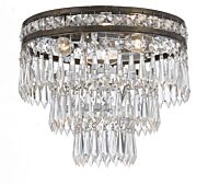 Crystorama Mercer 3 Light 11 Inch Ceiling Light in English Bronze with Clear Hand Cut Crystals