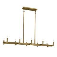 Erzo 10-Light Linear Chandelier in Natural Brass