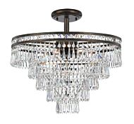 Crystorama Mercer 6 Light 20 Inch Ceiling Light in English Bronze with Hand Cut Crystal Crystals