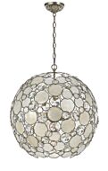 Crystorama Palla 6 Light 22 Inch Coastal Chandelier in Antique Silver with Hand Cut Crystal Crystals