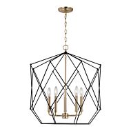 Zarra Five Light Lantern in Satin Brass by Visual Comfort Studio