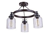 Craftmade Foxwood 3 Light Chandelier in Flat Black with Dark Teak