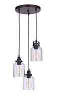 Craftmade Foxwood 3 Light Chandelier in Flat Black with Dark Teak