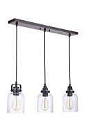 Craftmade Foxwood 3 Light Linear Pendant in Flat Black with Dark Teak