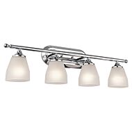 Kichler Ansonia 4 Light Wall Mount Bathroom Vanity Light 4 Arm in Chrome