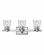 Hinkley Avon 3-Light Bathroom Vanity Light In Chrome With Clear Glass