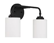 Craftmade Stowe 2 Light Bathroom Vanity Light in Flat Black