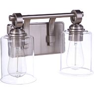 Craftmade Romero 2 Light Bathroom Vanity Light in Brushed Polished Nickel