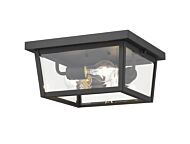 Z-Lite Beacon 3-Light Outdoor Flush Ceiling Mount Fixture Ceiling Light In Black