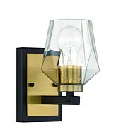 Craftmade Avante Grand 1-Light Wall Sconce in Flat Black with Satin Brass