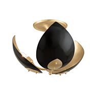 Lotus 3-Light Semi-Flush Mount in Gold Leaf with Black