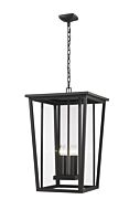 Z-Lite Seoul 4-Light Outdoor Chain Mount Ceiling Fixture Light In Black