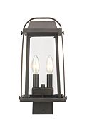 Z-Lite Millworks 2-Light Outdoor Post Mount Fixture Light In Oil Rubbed Bronze