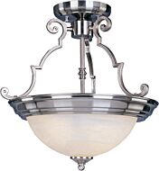 Maxim Essentials 3 Light Marble Semi Flush Mount in Satin Nickel