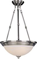 Maxim Essentials 3 Light Marble Invert Bowl Pendant in Satin Nickel