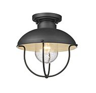 Z-Lite Ansel 1-Light Outdoor Flush Ceiling Mount Fixture Ceiling Light In Black