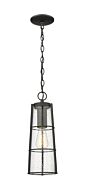 Z-Lite Helix 1-Light Outdoor Chain Mount Ceiling Fixture Light In Black