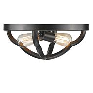 Golden Saxon 2 Light 14 Inch Ceiling Light in Aged Bronze