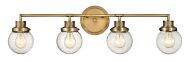 Hinkley Poppy 4-Light Bathroom Vanity Light In Heritage Brass