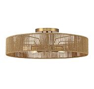 Savoy House Ashe 5 Light Ceiling Light in Warm Brass and Rope