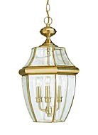 Sea Gull Lancaster 3 Light Outdoor Hanging Light in Polished Brass