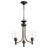 Quorum Rossington 3 Light 19 Inch Transitional Chandelier in Oiled Bronze with