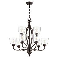 Quorum Jardin 9 Light 28 Inch Transitional Chandelier in Oiled Bronze with