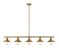 Z-Lite Casa 5-Light Linear Pendant Light In Factory Brass