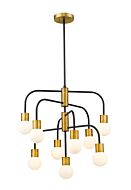 Z-Lite Neutra 9-Light Chandelier In Matte Black With Foundry Brass