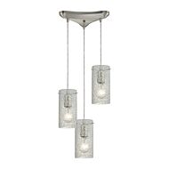 Ice Fragments 3-Light Pendant in Satin Nickel