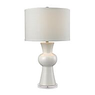 White Ceramic 1-Light Table Lamp in Gloss White